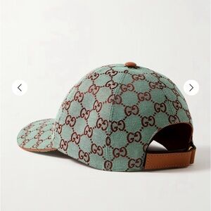 Gucci leather-trimmed cotton-blend canvas jacquard baseball cap